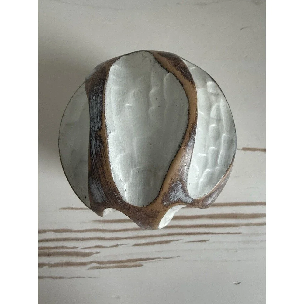 ✿ Mango Wood Decorative Sphere Hand Carved White Brown Boho Home Decor